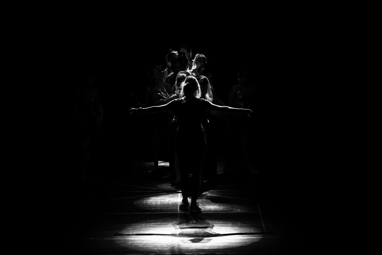 Silhouette on a dark stage